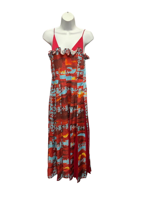 AMIR TAGHI Women's Silk Gown Red Tropical 2=XS