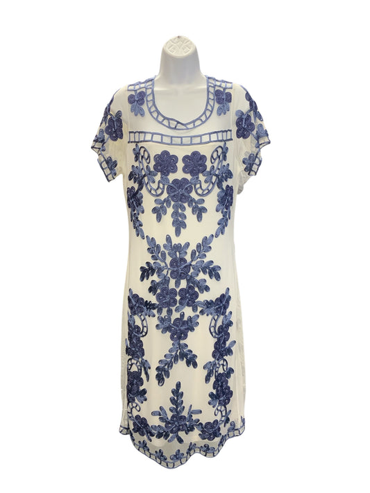 Cartise Women's Dress White Mesh Embroidered 10=M