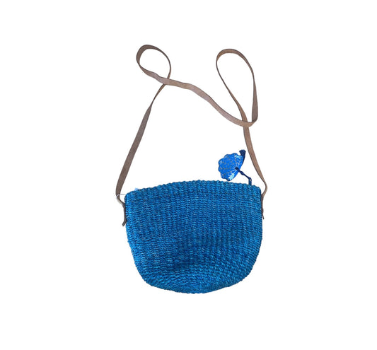 Straw Crossbody Bag Blue