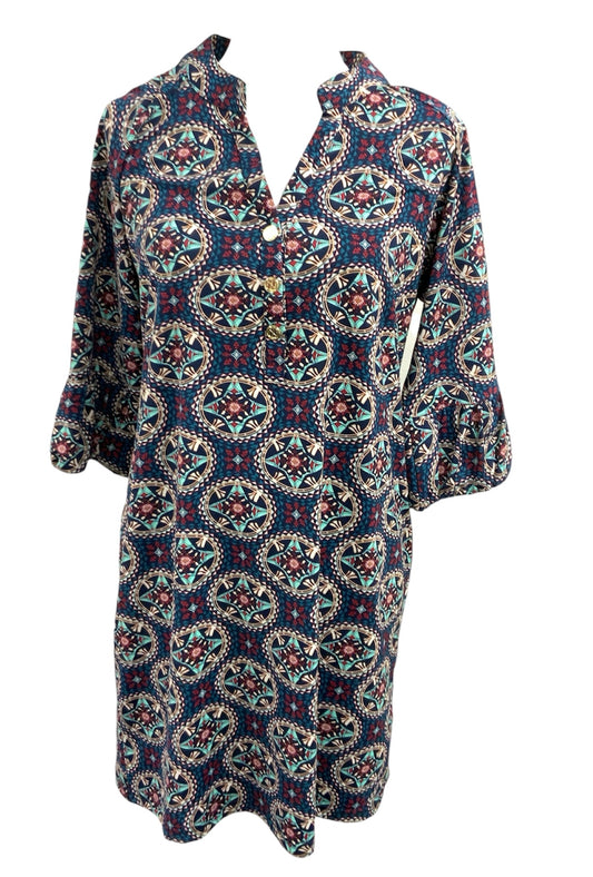 Tracy Negoshian Womens Dress Navy Print L