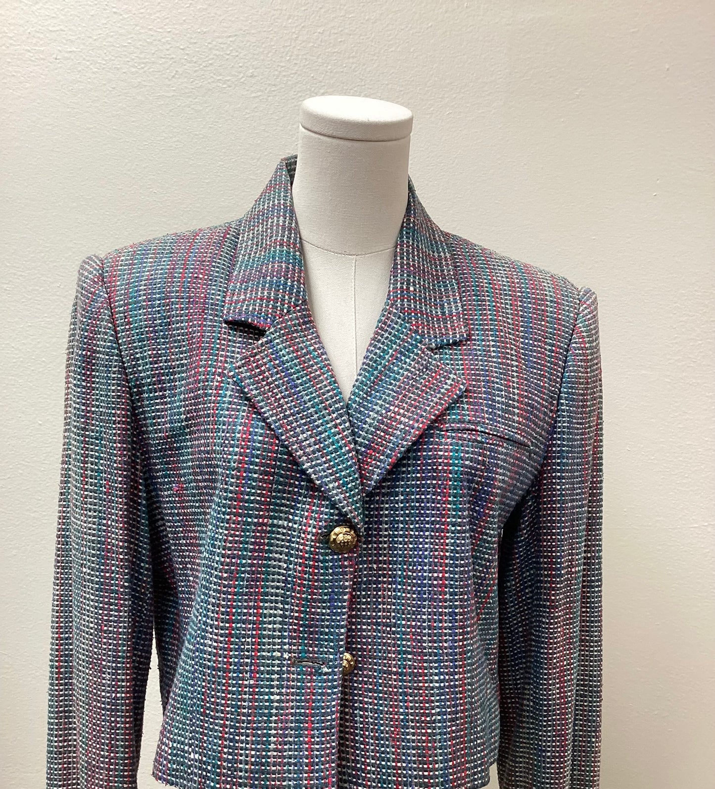 Taboh Womens Blazer Plaid Size S