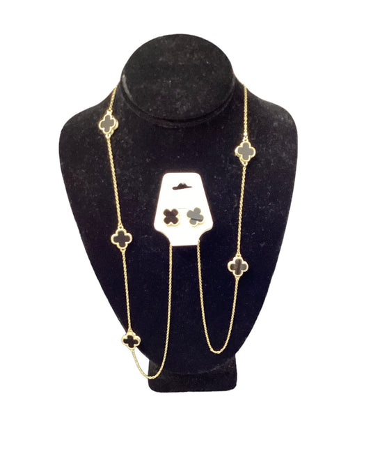 Black and Gold Necklace/Earrings Set