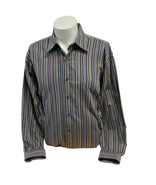 Alan Flusser Men's Striped Button Down L