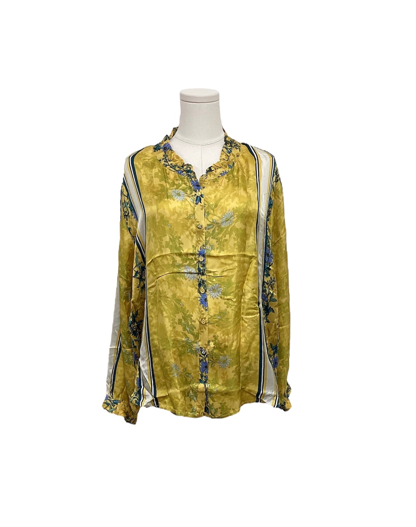 NWT Johnny Was Silk Blouse Gold XL