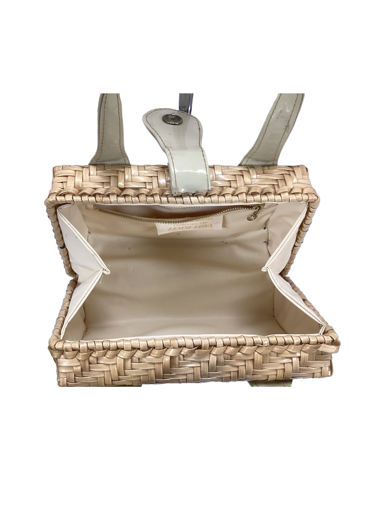 Lesco Lona Wicker  Cream Handle Bag