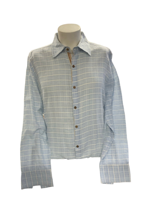 Zenfari Men's Linen Shirt Blue Xl