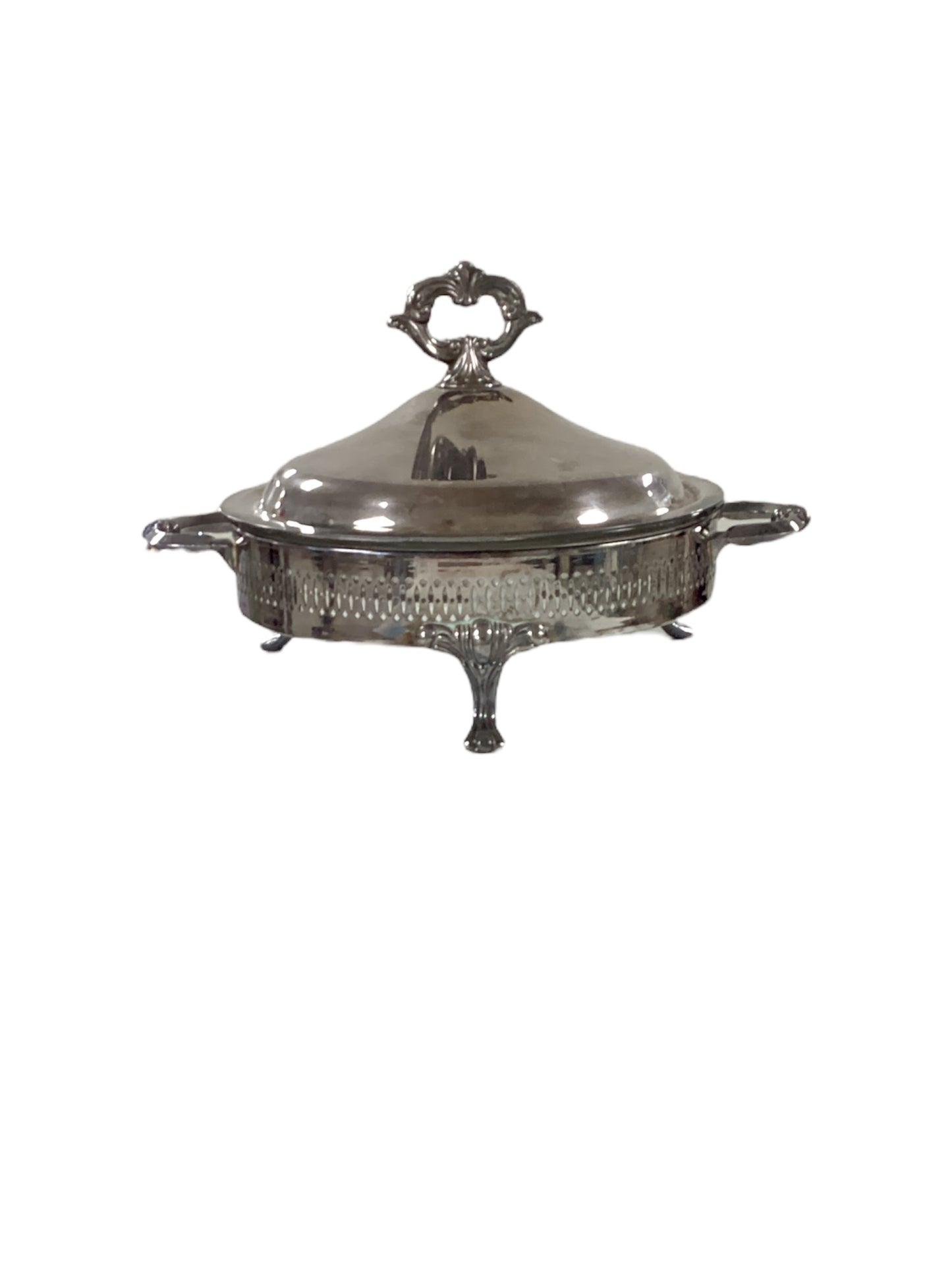 Silverplate 3Pc 9" Covered Pie Dish