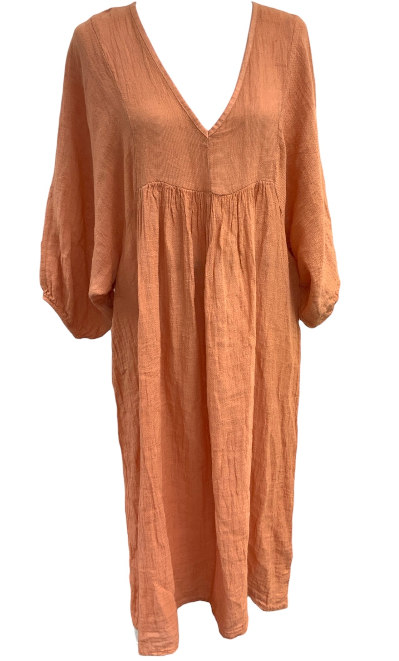 Womens Linen Rust Maxi Dress 2XL