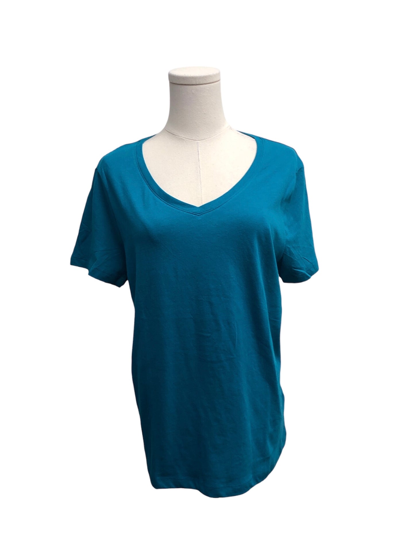 Time and Tru Women's V Tee Teal L