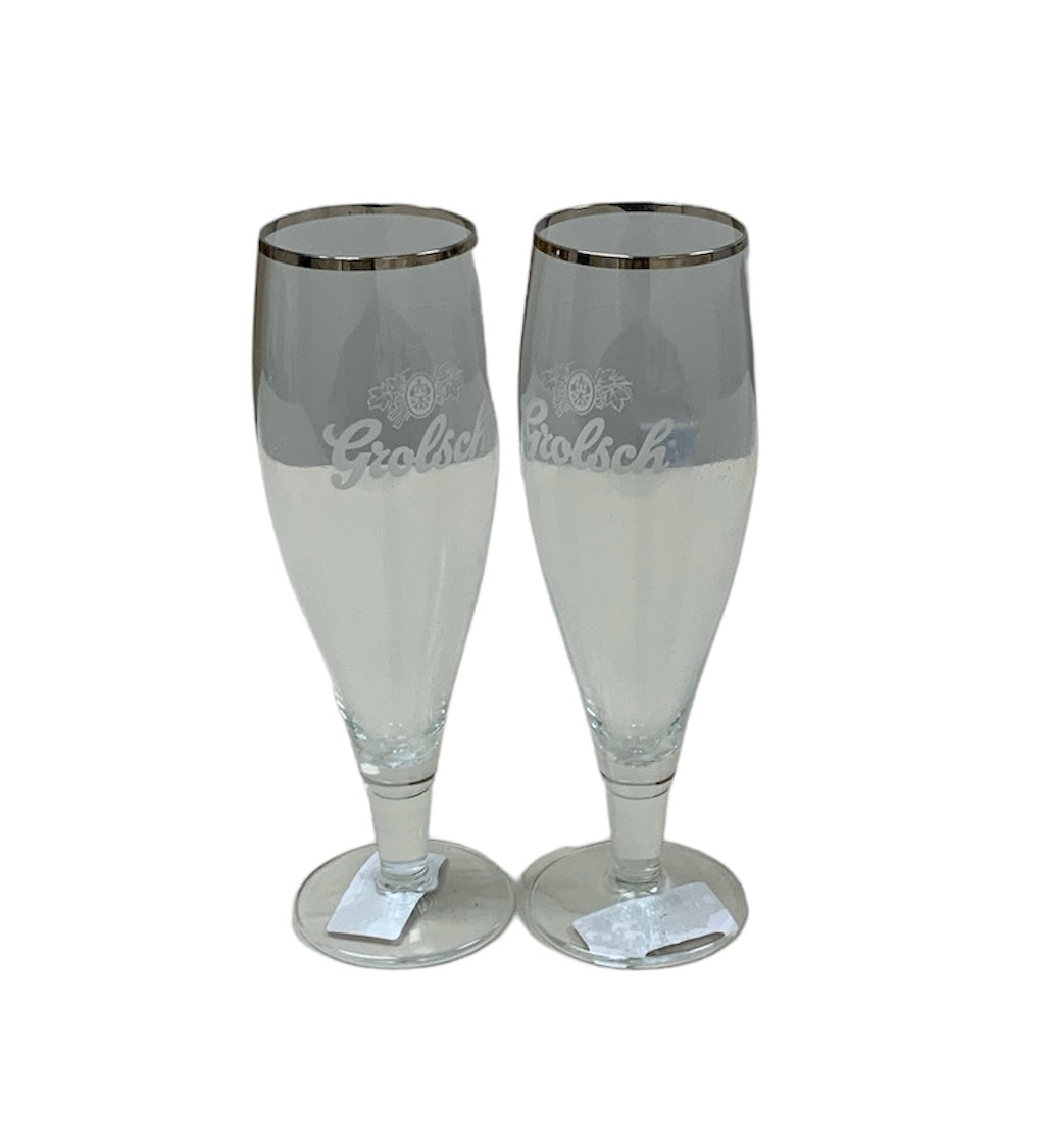 Grolsch Silver Rim Pilsner Glass 9"