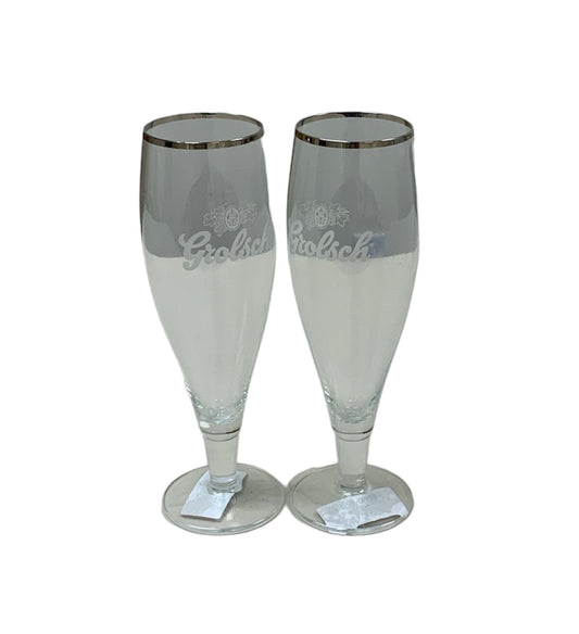 Grolsch Silver Rim Pilsner Glass 9"