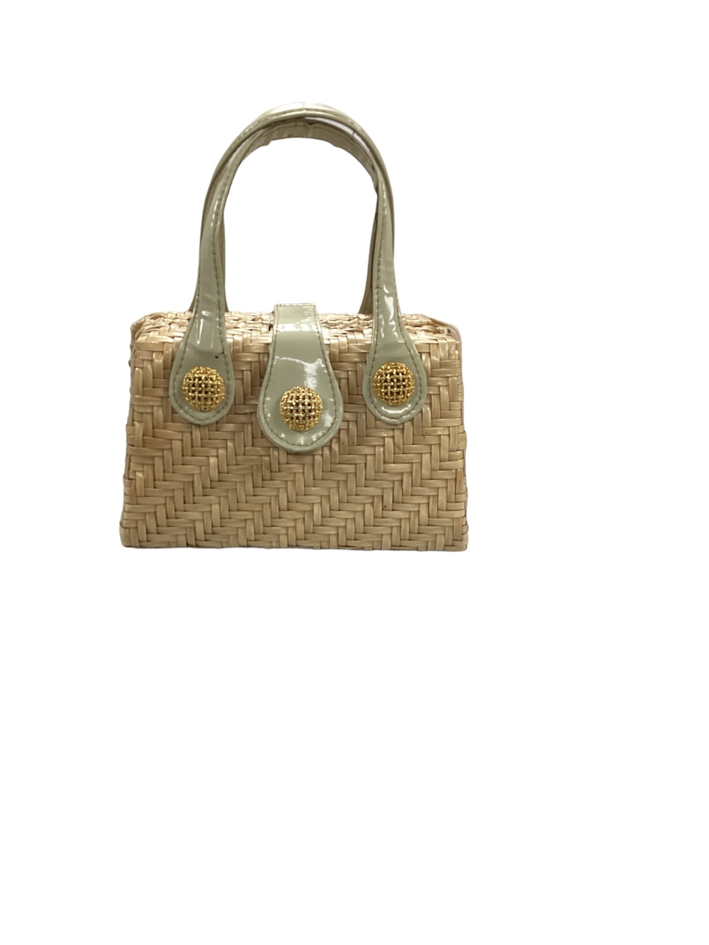 Lesco Lona Wicker  Cream Handle Bag