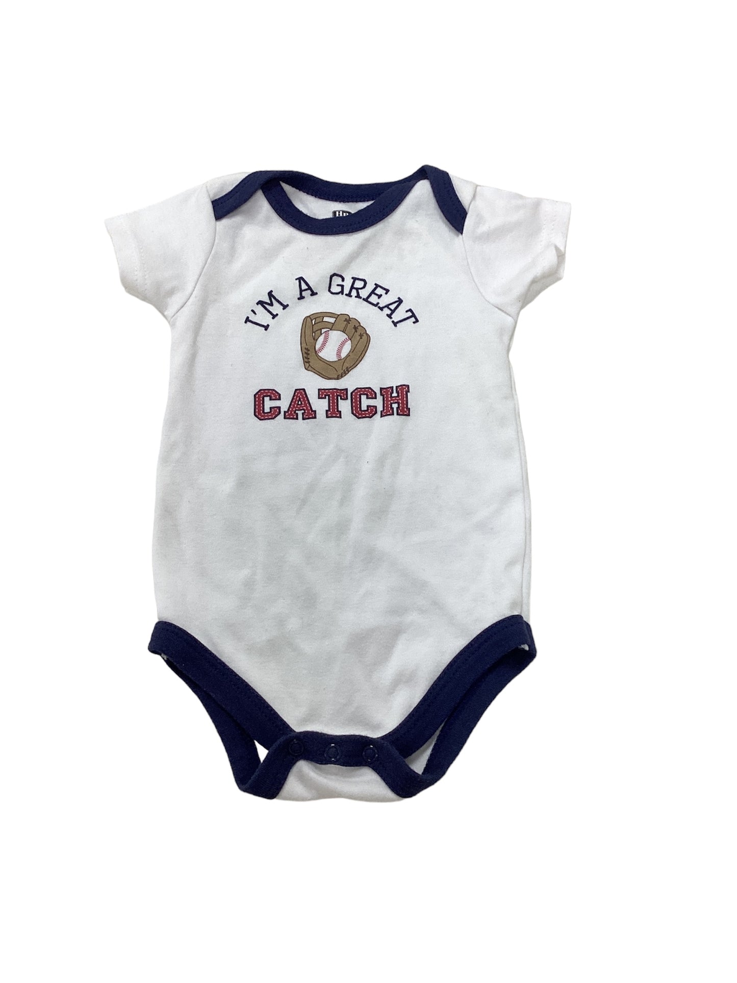 HB Boys White Baseball Onesie 6-9m