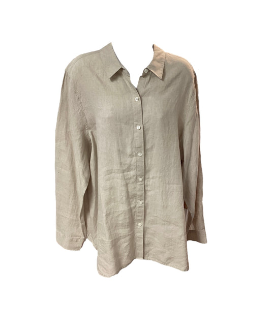 J Jill Women's Linen Shirt Beige L