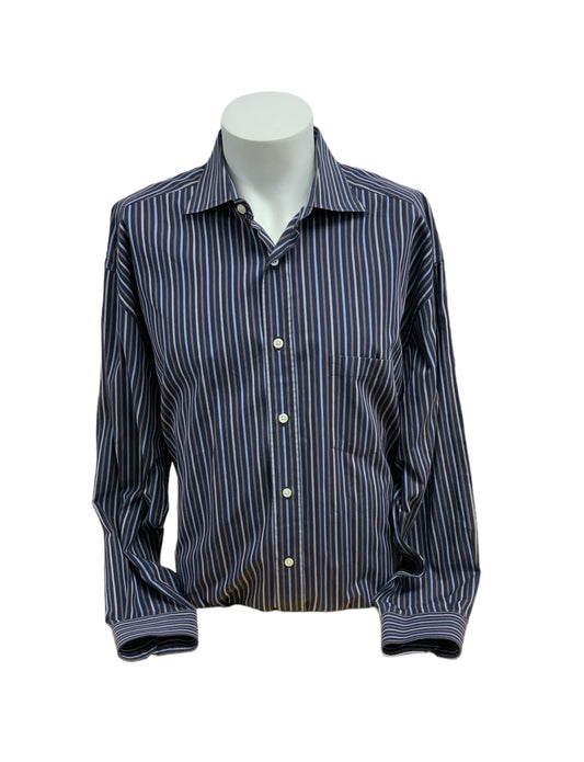 Hathaway Platinum Men's Blue Striped Shirt XL