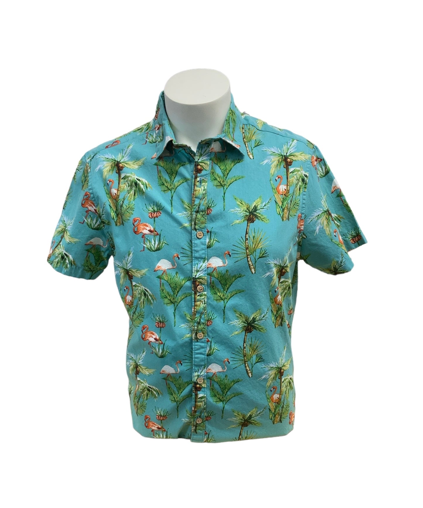 Denim & Flower Men's Turquoise Printed Shirt M