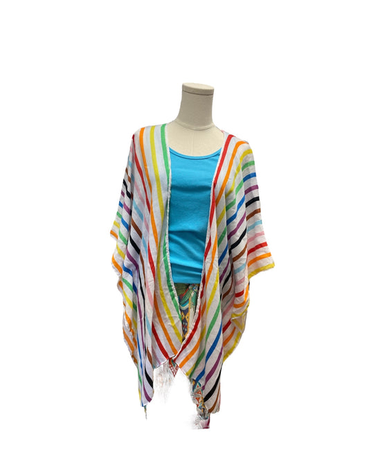 Women's Multicolor Stripe Kimono OS