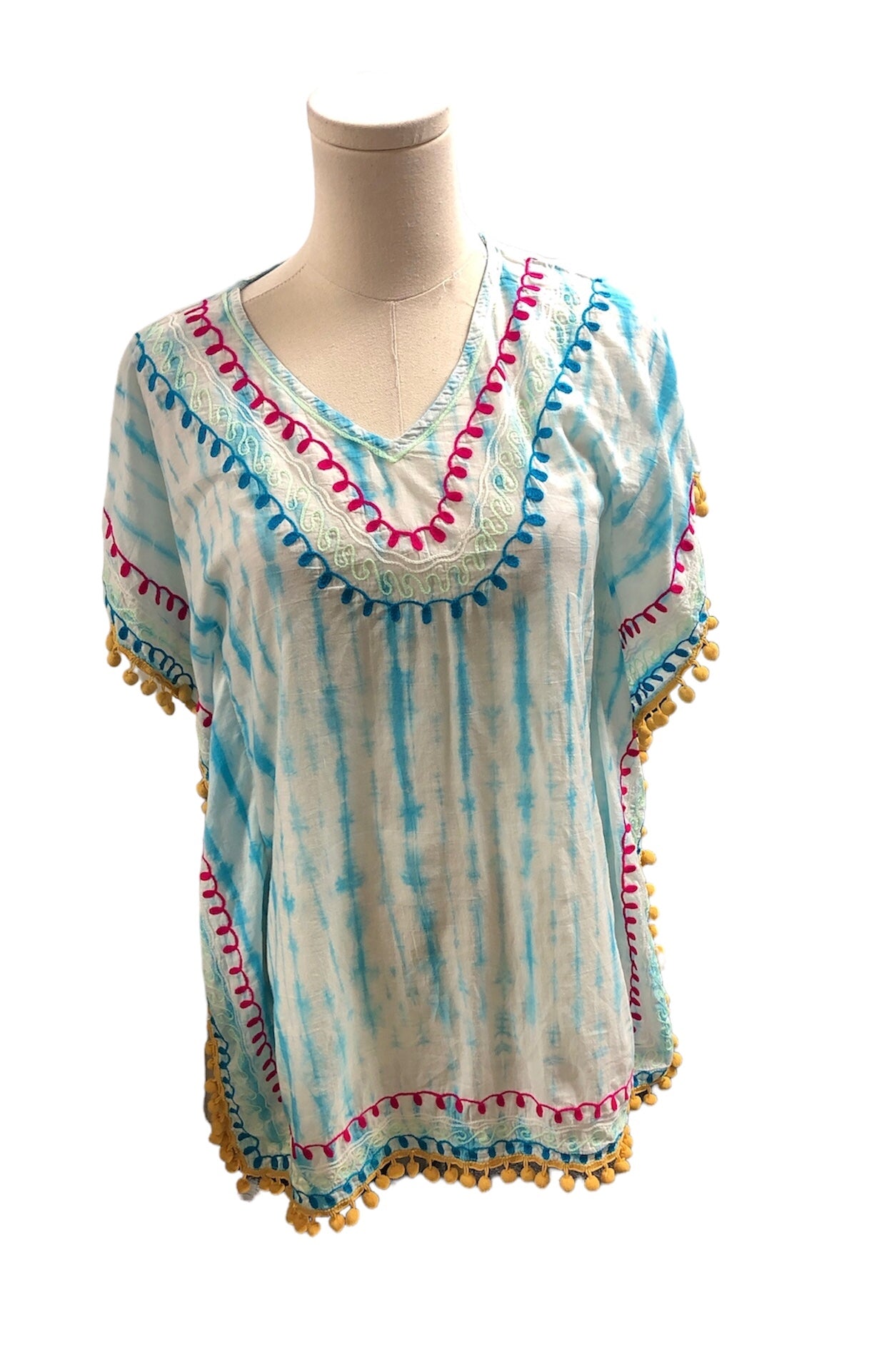 Women's Tie Dye Coverup L Turquoise