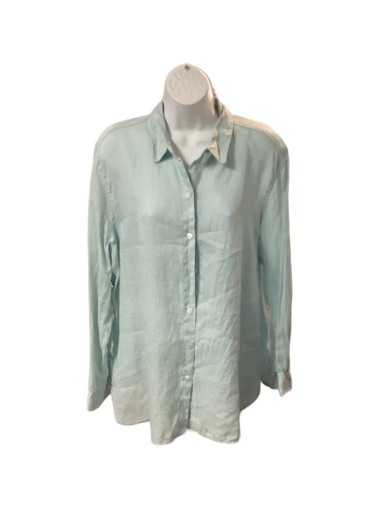 J Jill Women's Linen Shirt Aqua L