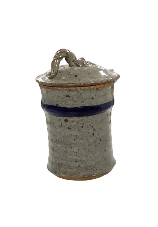 Pottery Gray Lid Jar 5"x4"