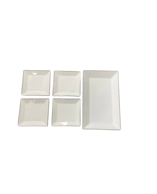 Platinum Rim 5 Pc Plate Tray