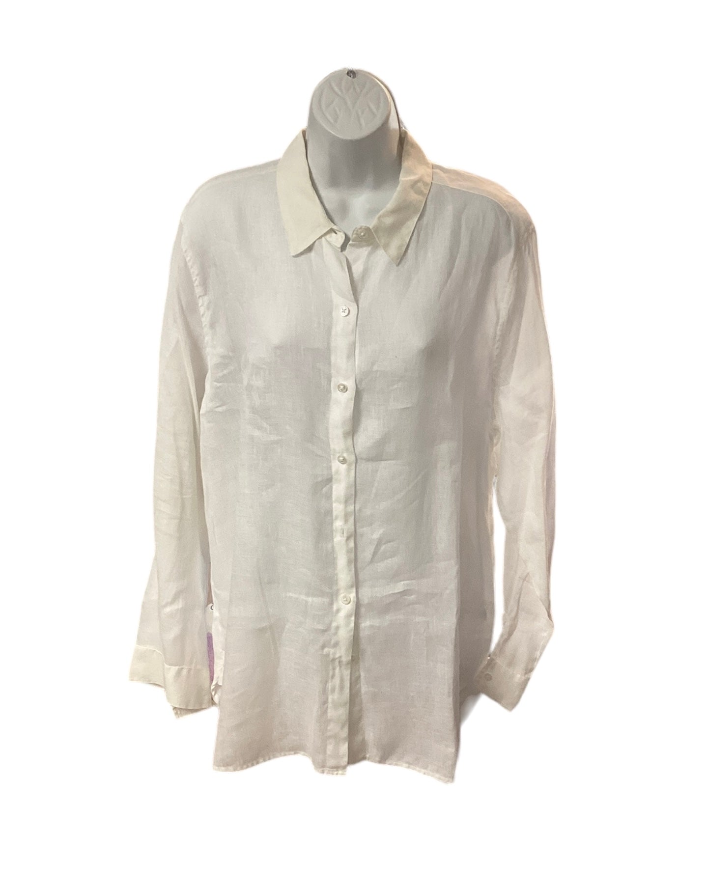 J Jill Women's Linen Shirt White L